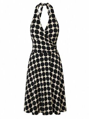 Vero Moda Retro Polka Dot Halter Midi Dress Size S